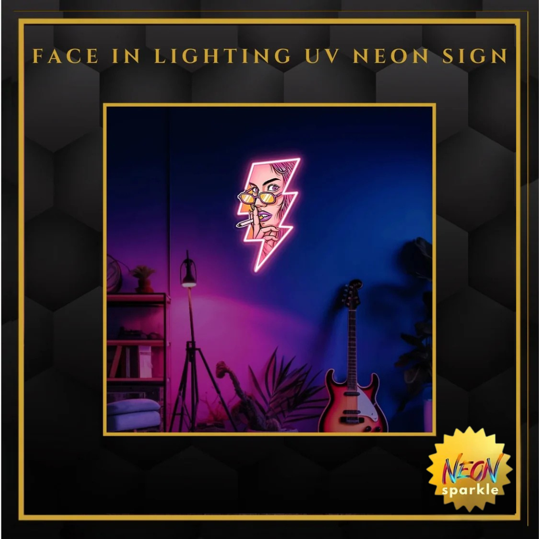 Face in Lighting UV Neon Sign