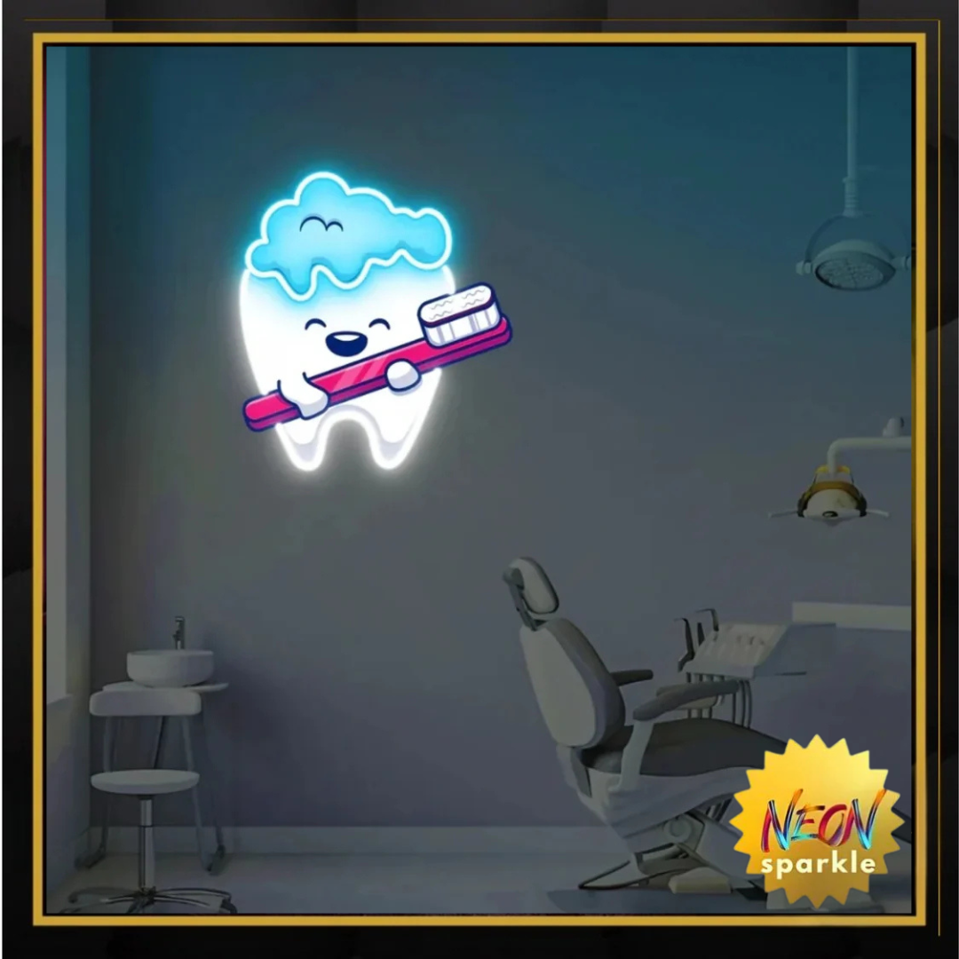 Brushing Teeth UV Neon Sign