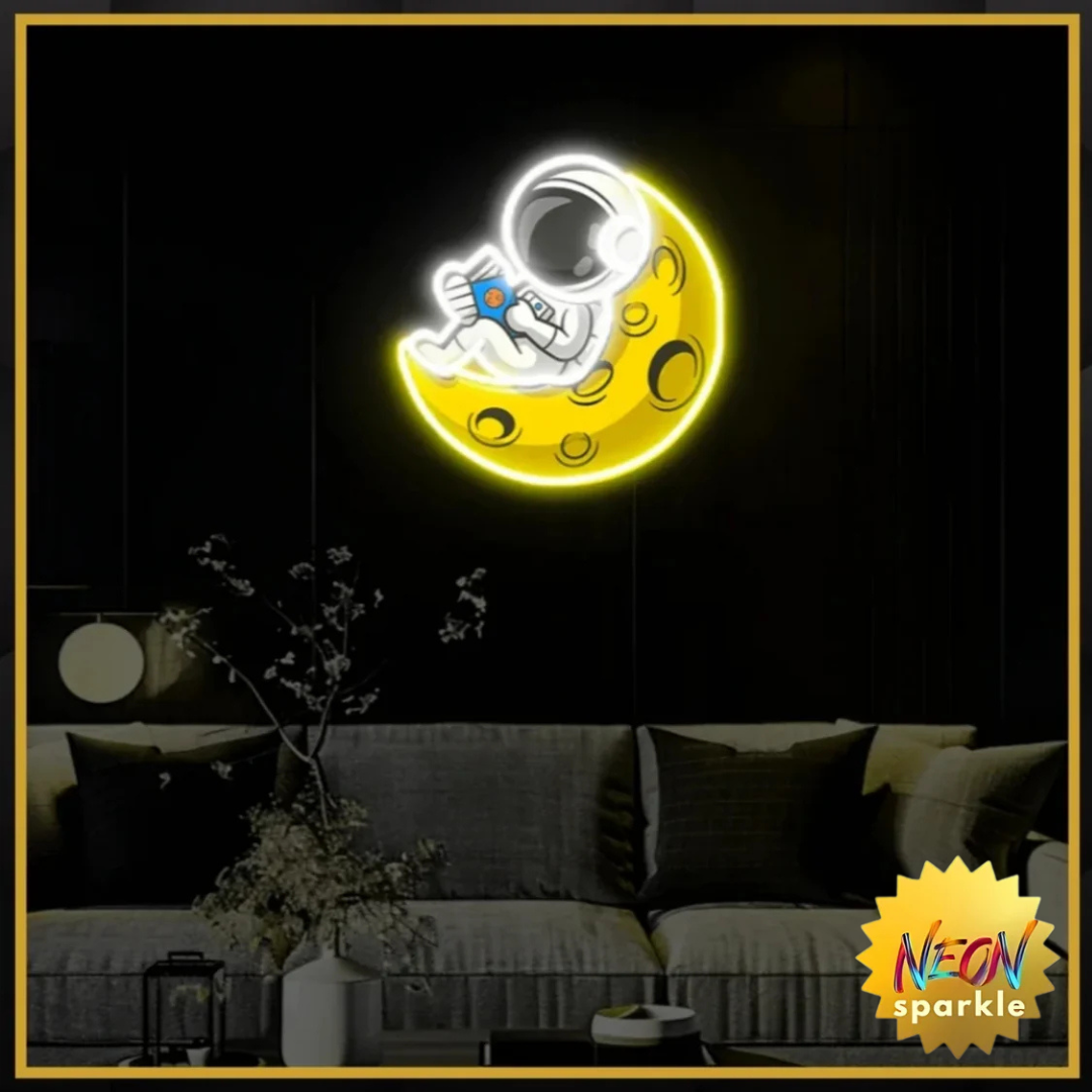 Astronaut Moon UV Neon Sign