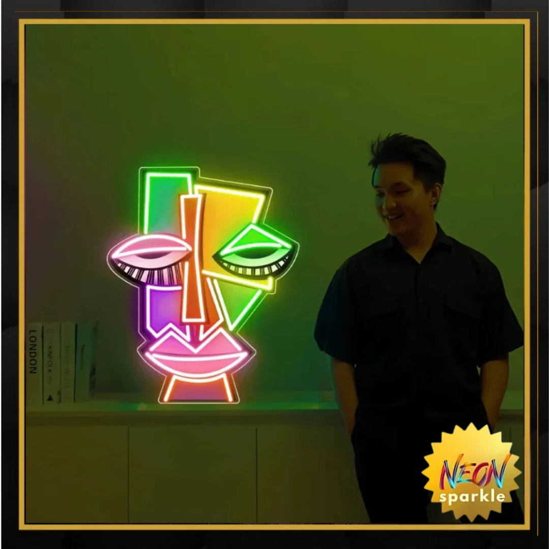 Cubism Face Art UV Neon Sign