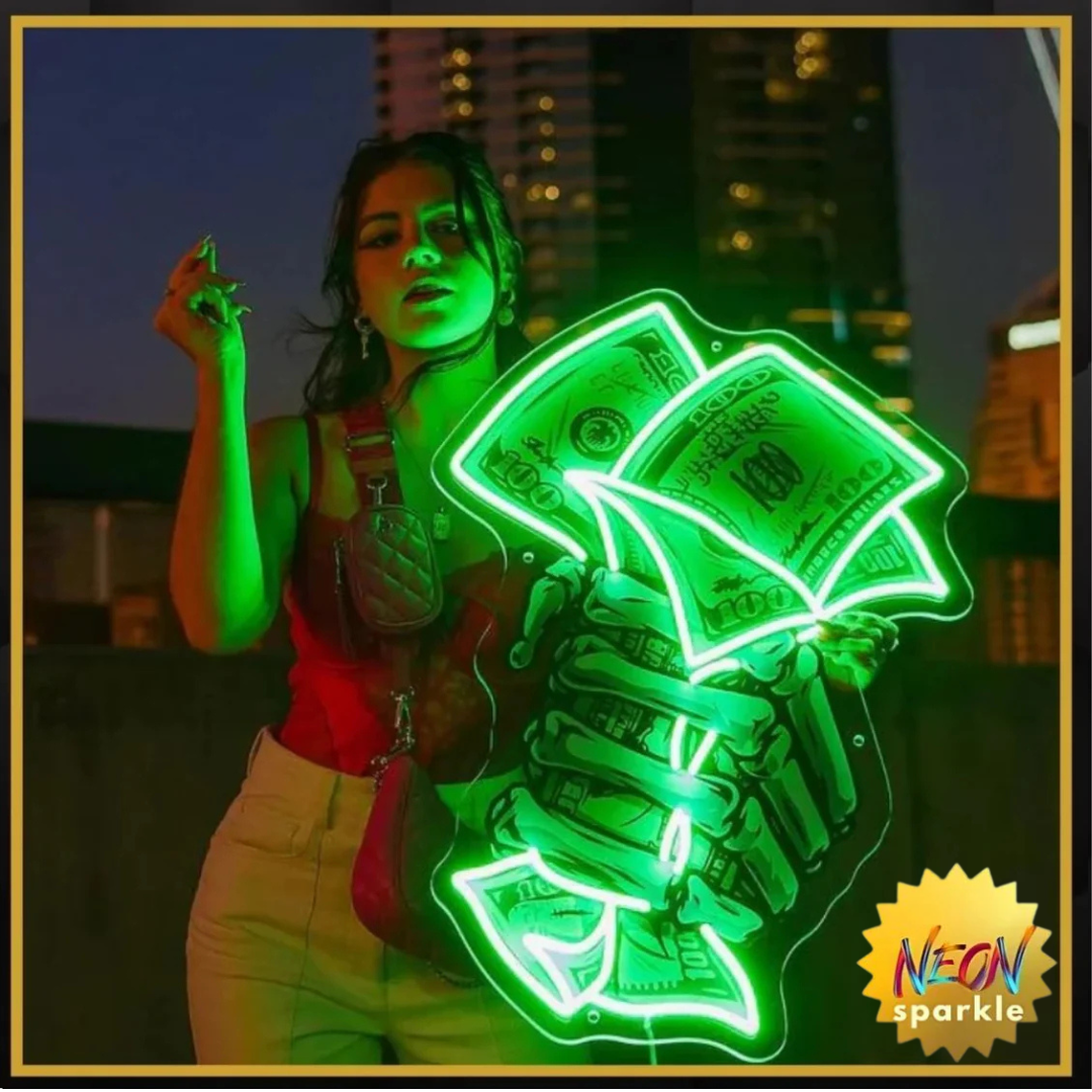 Money UV Printed Neon Sign - Bright and Vibrant Room Decor