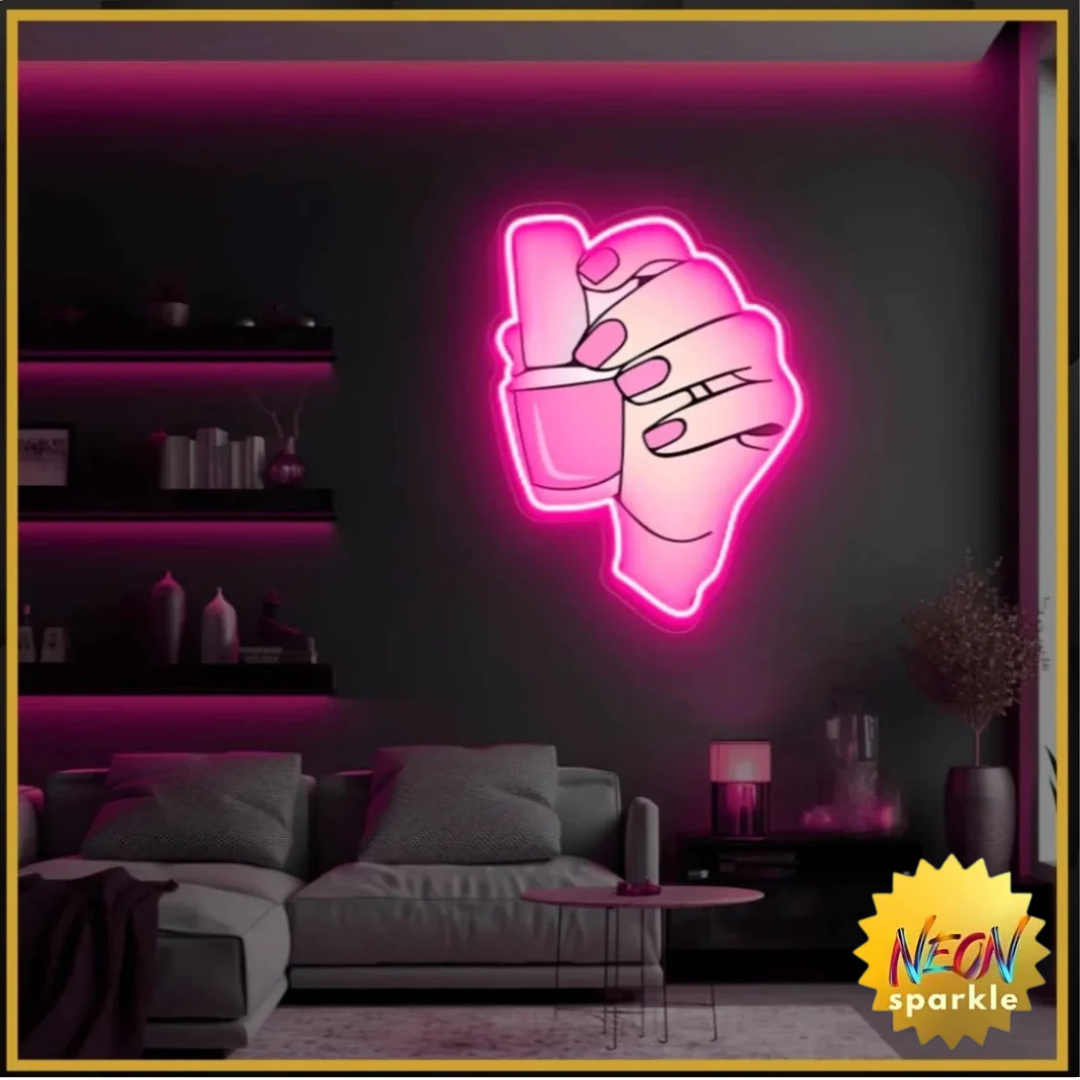 Nail Polish Hand UV Neon Sign
