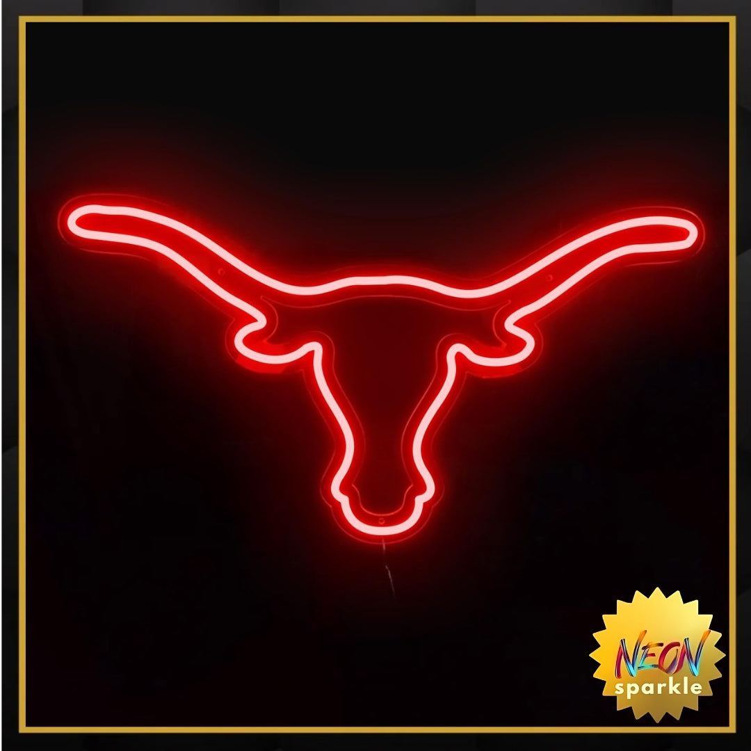Texas Bull Neon Sign for Wall, Remote Dimmer Red Western Texas Bull Skull Led Neon Light Sign
