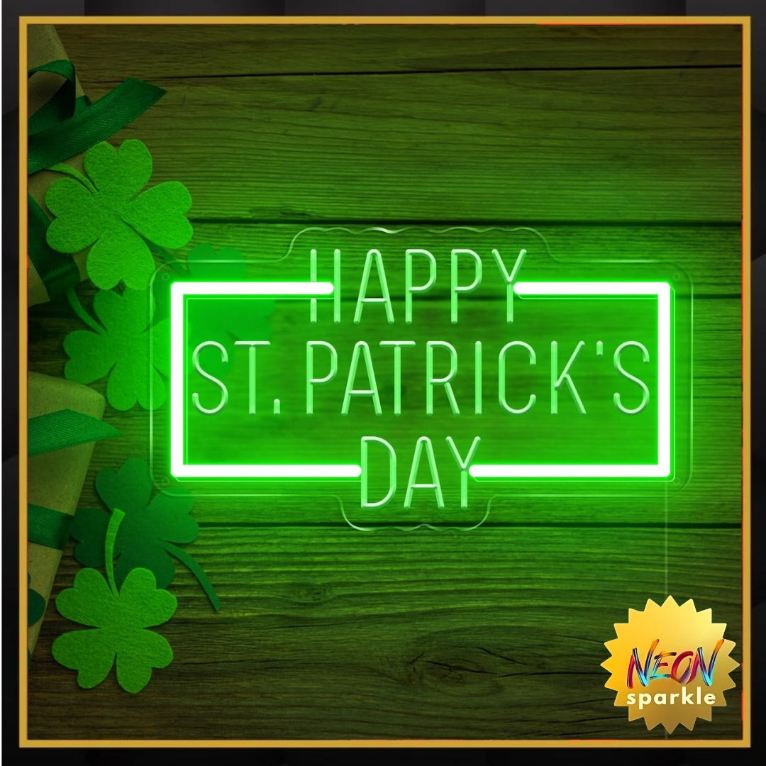 Happy St. Patrick's Day Neon Sign Party Wall Decor LED Sign for Gift, USB Powered