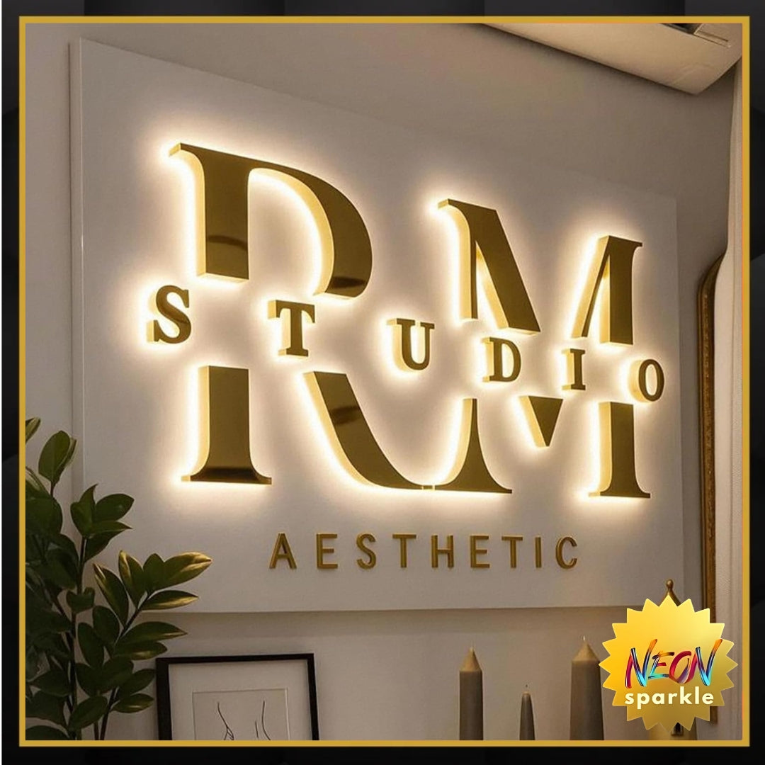 Large Custom Backlit Signage for Business, Handmade 3D Led illuminated Backlit Reverse Channel Letters