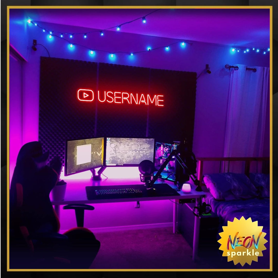 Custom YouTube Neon Sign, Personalized Gamer Tag Led Sign, Handmade YouTube