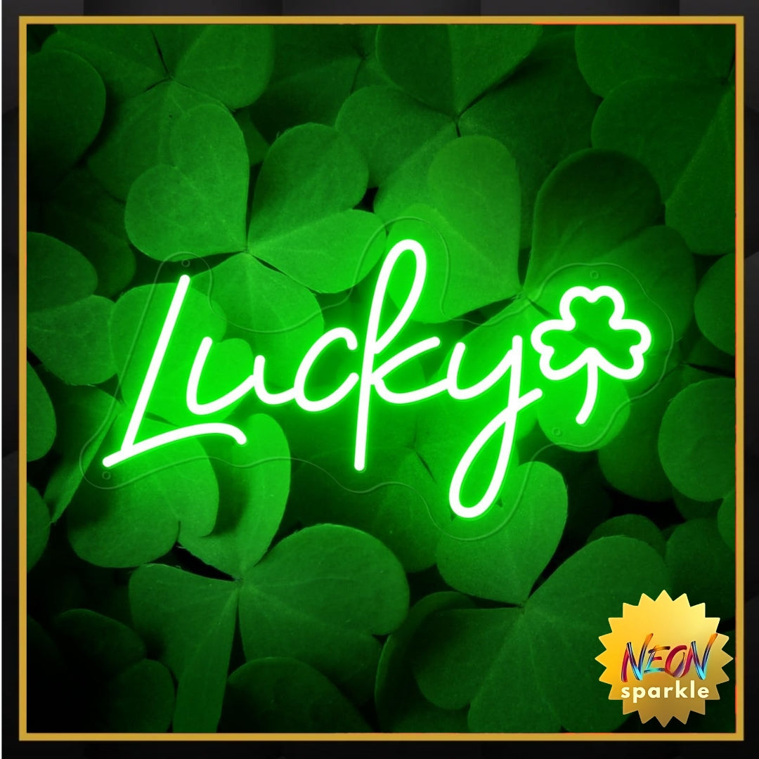 Lucky Shamrock Neon Sign Party Wall Decor LED Sign for St. Patrick's Day Gift, USB Powered