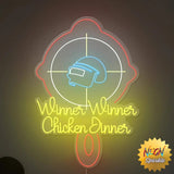 Chicken Dinner Neon Sign by Neon Sparkle - LED Light for Gaming Decor