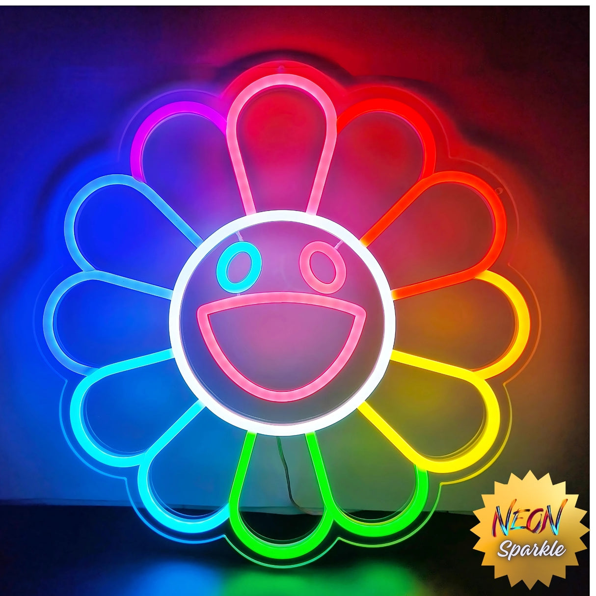 Murakami Neon Sign - Colorful LED Flower Wall Light by Neon Sparkle