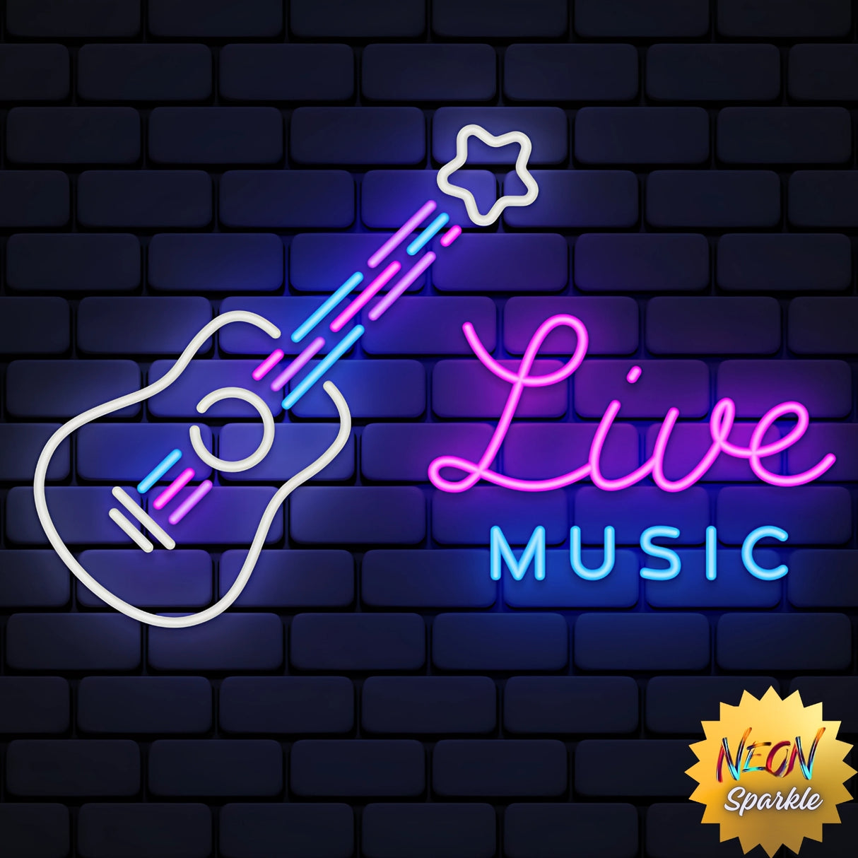 Live Music Neon Sign - LED Wall Light for Bars, Studios & Events