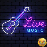 Live Music Neon Sign - LED Wall Light for Bars, Studios & Events