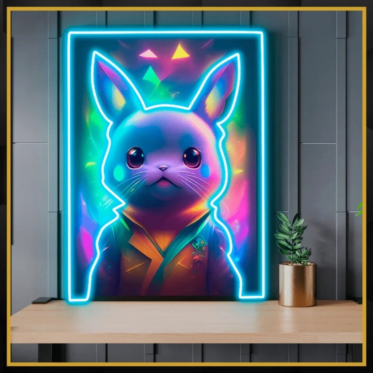 Holographic Pok?on Pikachu UV print neon sign