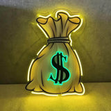 Money Bag UV LED Neon Sign Light Up Your Wealthy Vibes!