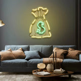 Money Bag UV LED Neon Sign Light Up Your Wealthy Vibes!