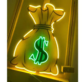 Money Bag UV LED Neon Sign Light Up Your Wealthy Vibes!