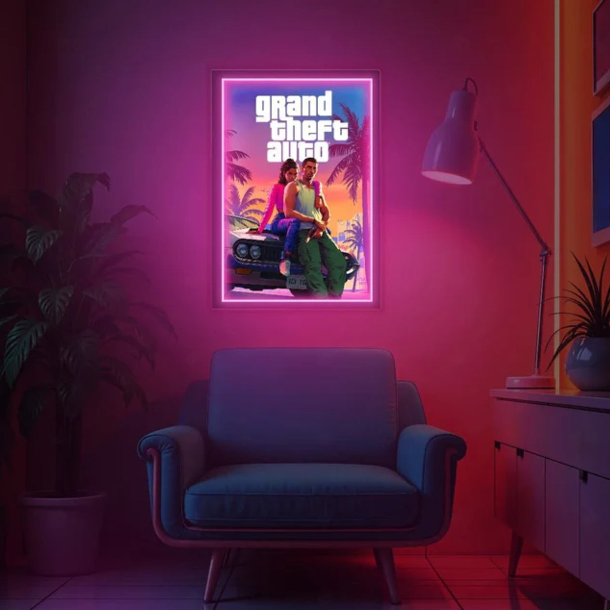 Grand Theft Auto VI UV LED Neon Sign - GTA 6 Wall Decor