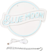 Bikini Crs Light Neon Signs 16.1 * 9.8 Inch(Azure+Red+White) + Blue Moon Orbicular Neon Signs 14 * 12.2 Inch(Azure+White)