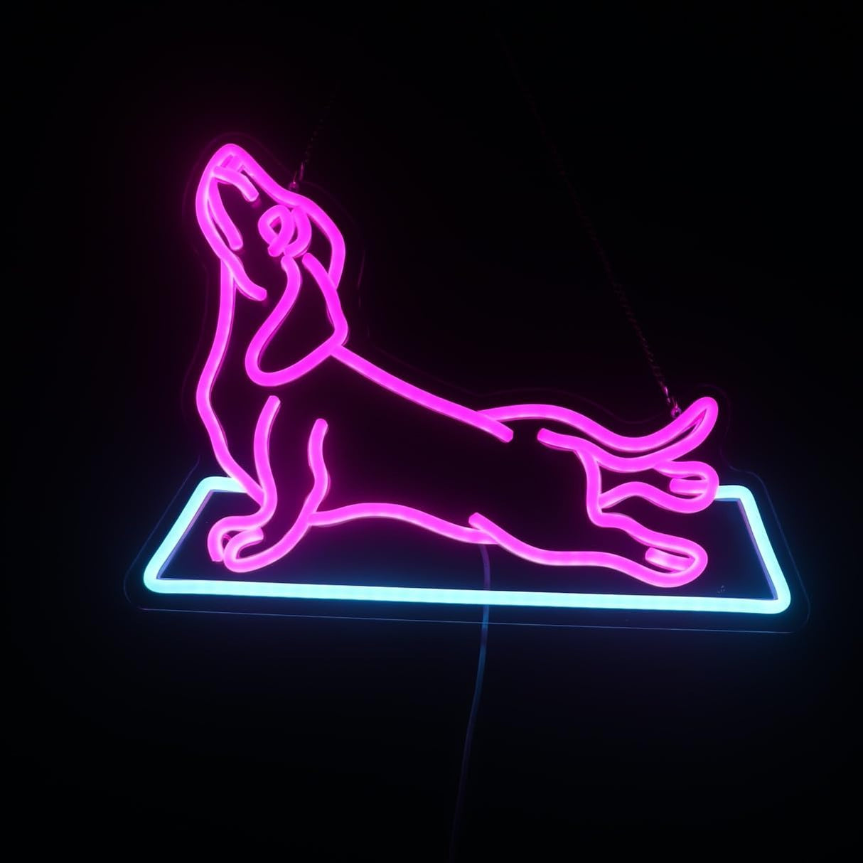 Dog Yoga Neon Sign, Dachshund Yoga Led Sign, Yoga Club Wall Decor