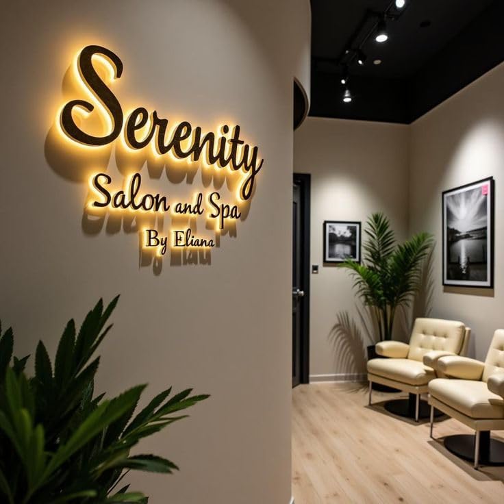 Large Custom Backlit Signage for Business, Handmade 3D Led illuminated Backlit Reverse Channel Letters