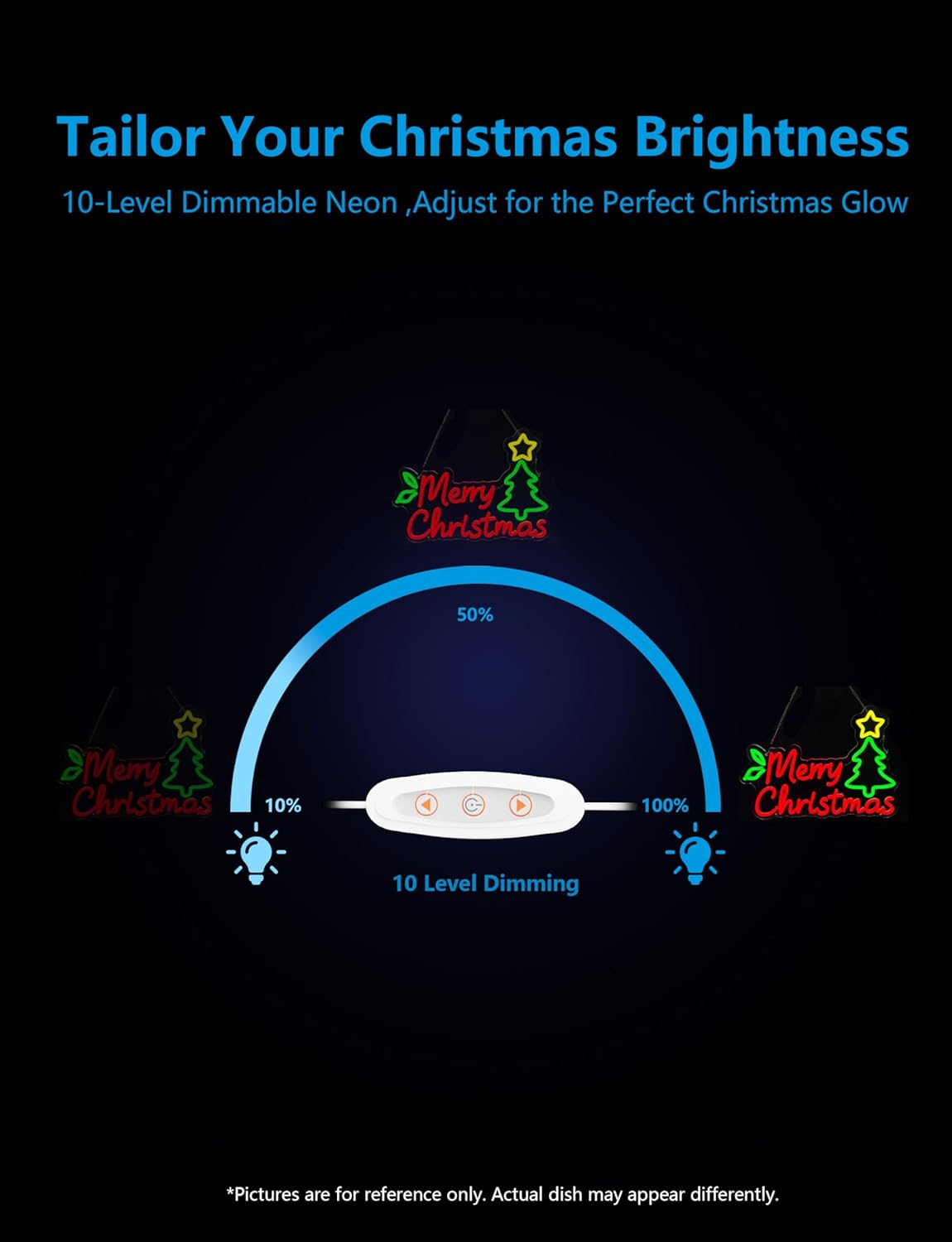 Merry Christmas Neon Sign,15.7 Inch Giant Snowflake Merry Christmas Neon Sign, USB Powered for Xmas Party Decoration (Colourful,1 Pack)