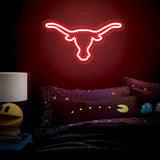 Texas Bull Neon Sign for Wall, Remote Dimmer Red Western Texas Bull Skull Led Neon Light Sign