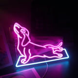 Dog Yoga Neon Sign, Dachshund Yoga Led Sign, Yoga Club Wall Decor