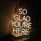 "So Glad You Are Here" Neon Sign Pink Word/Letters USB Powered Neon Lights for Bar Coffee Room