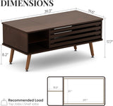 Qmetalart Lift Top Coffee Table with Storage, Mid Century Modern Coffee Table, Central