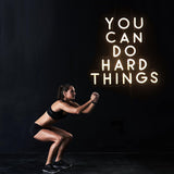 You Can Do Hard Things Wall Hanging Neon Sign, Positive Quotes Decorative Neon Lights