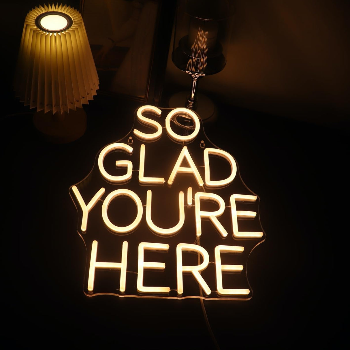 "So Glad You Are Here" Neon Sign Pink Word/Letters USB Powered Neon Lights for Bar Coffee Room