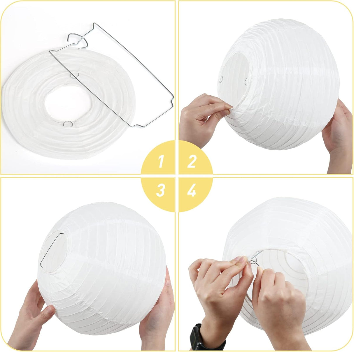 12-Inch White Paper Lanterns，Hanging Round Chinese Paper Lanterns, Decoration for Party Wedding Anniversary (10pcs, White)