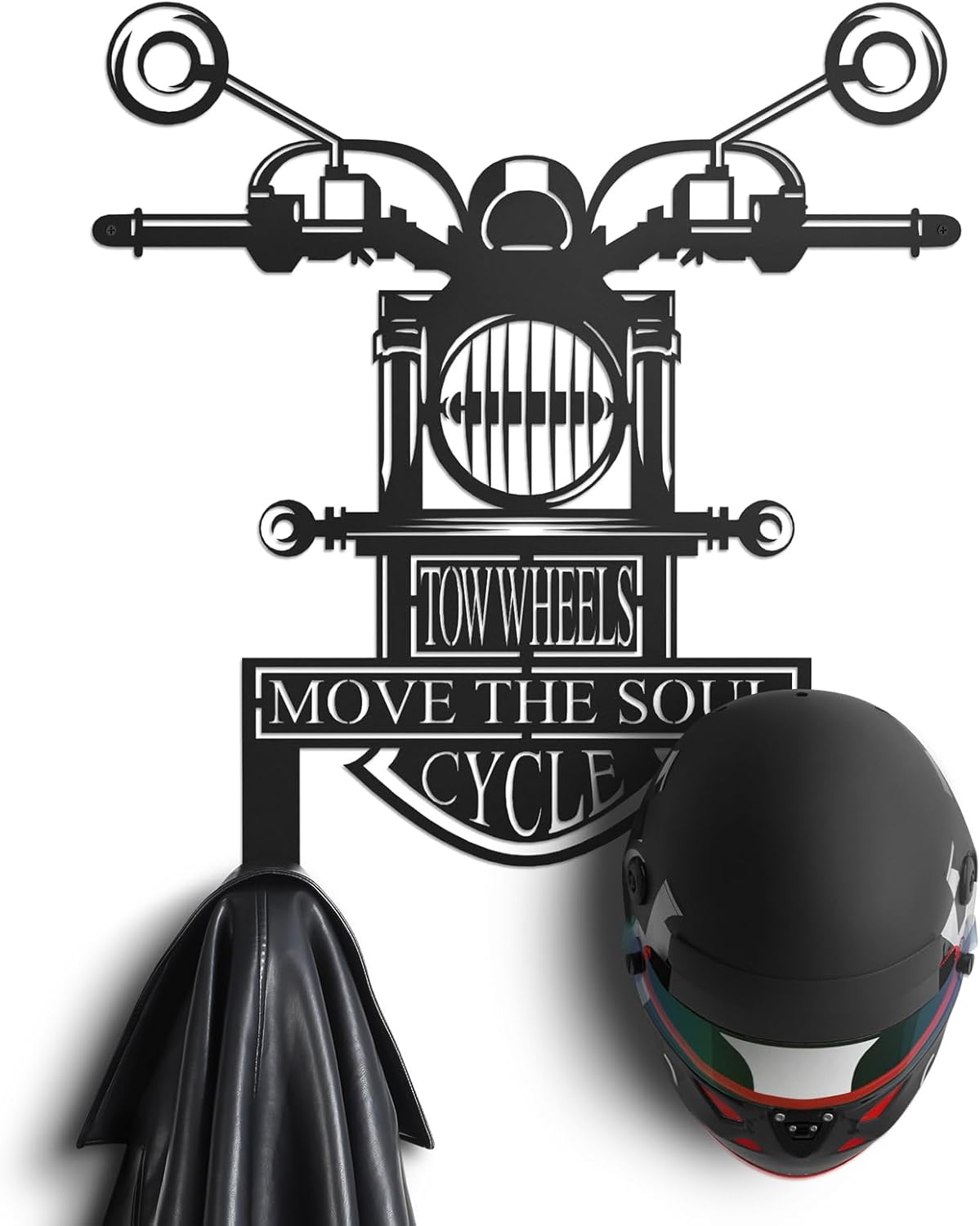 Qmetalart Fathers Gifts Metal Wall Decoration Home Decor Motorcycle Shape Black Wall Art