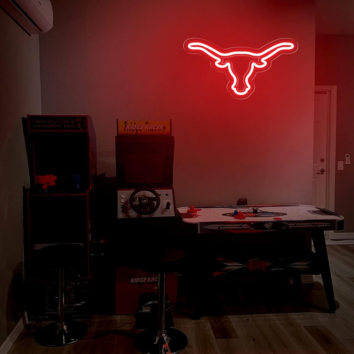 Texas Bull Neon Sign for Wall, Remote Dimmer Red Western Texas Bull Skull Led Neon Light Sign