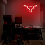 Texas Bull Neon Sign for Wall, Remote Dimmer Red Western Texas Bull Skull Led Neon Light Sign
