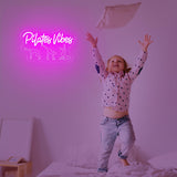 Pilates Vibes Neon Sign - 15"x9" Pink Acrylic LED Light for Bedroom Home Gym Spa Beauty Salon Party Decor