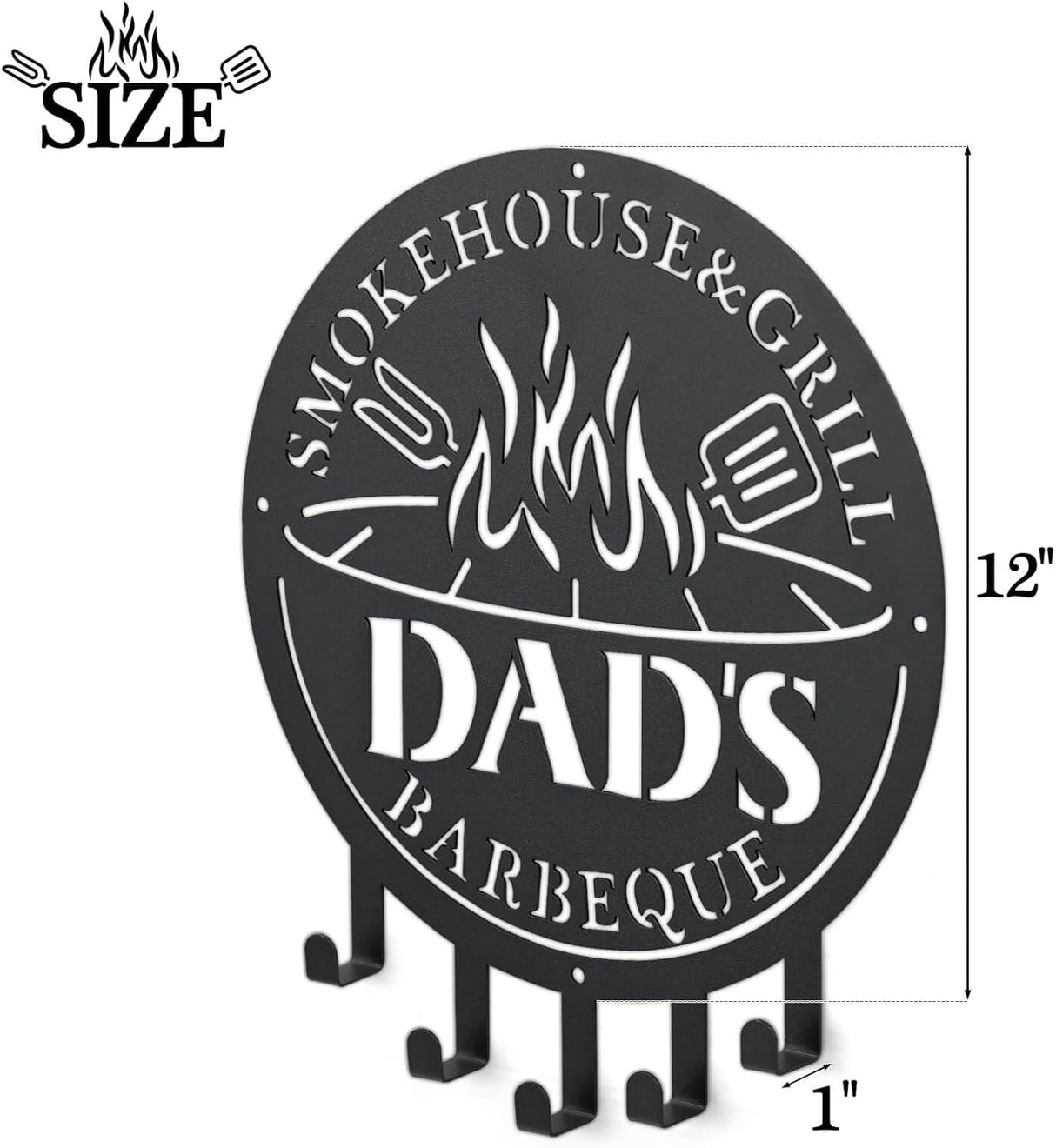 Qmetalart Metal BBQ Sign with Utensil Hangers Smokehouse Wall Art for Outdoor