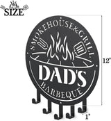 Qmetalart Metal BBQ Sign with Utensil Hangers Smokehouse Wall Art for Outdoor
