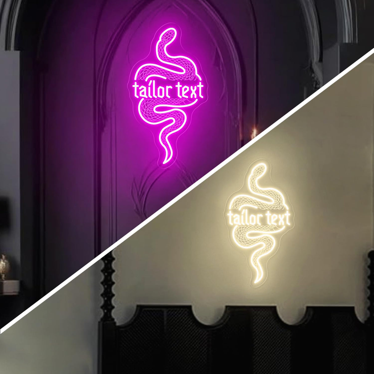 Custom Coiled Python LED Wall Art with Engraving, Shatterproof USB-Powered Neon Light for Bedroom,