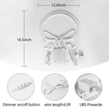 Crs Light Neon Signs 17 * 11 Inch(Azure+Red+White) + Punisher Skull Neon Signs 16.5 * 13 Inch(White)