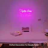 Pilates Vibes Neon Sign - 15"x9" Pink Acrylic LED Light for Bedroom Home Gym Spa Beauty Salon Party Decor