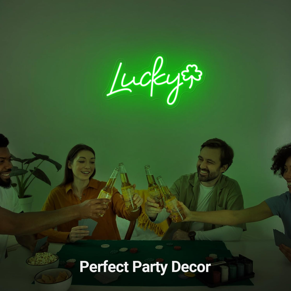 Lucky Shamrock Neon Sign Party Wall Decor LED Sign for St. Patrick's Day Gift, USB Powered