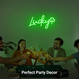 Lucky Shamrock Neon Sign Party Wall Decor LED Sign for St. Patrick's Day Gift, USB Powered