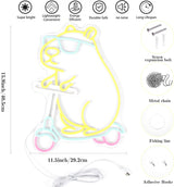 Cool Capybara Neon Sign, Dimmable Cute Animal with Shades on a Scooter, Lemon
