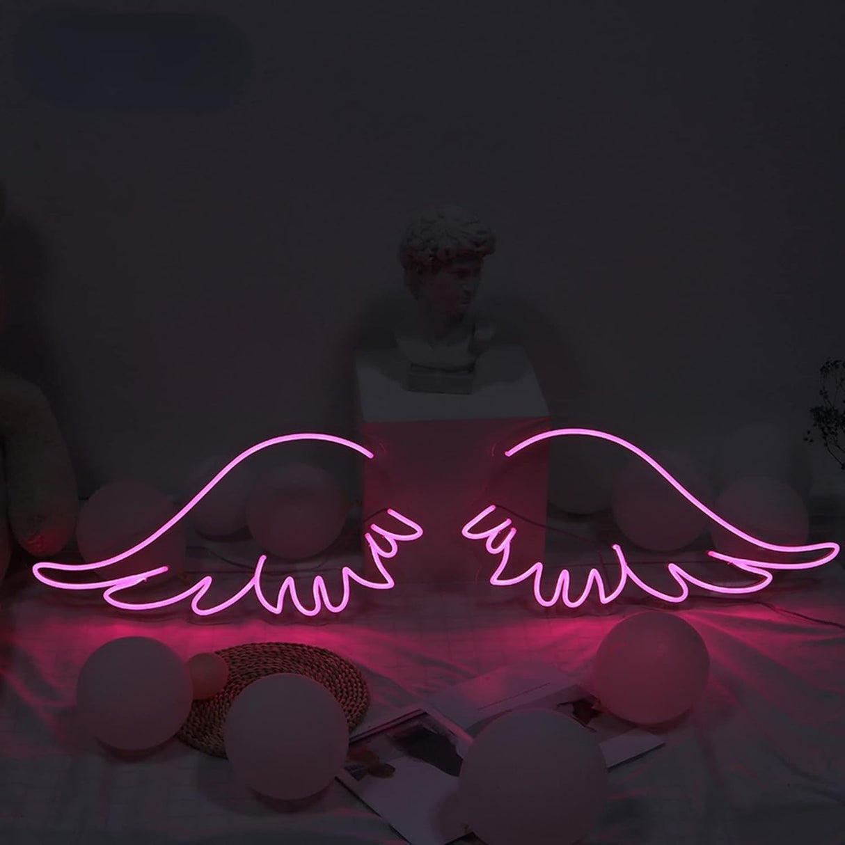 Angel Wings Neon Sign, LED Light Wall Decor Home Bedroom Salon Bar Store Creative Background Decoration