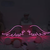 Angel Wings Neon Sign, LED Light Wall Decor Home Bedroom Salon Bar Store Creative Background Decoration