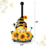 Qmetalart Sunflower Gnome Paper Towel Holder, Gnome Honey Bees Kitchen Bathroom Decor