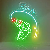 Ice Blue Lemon Fishing Pole, USB-Powered Acrylic LED Wall Art, Fishing Enthusiast Gift for Bedroom
