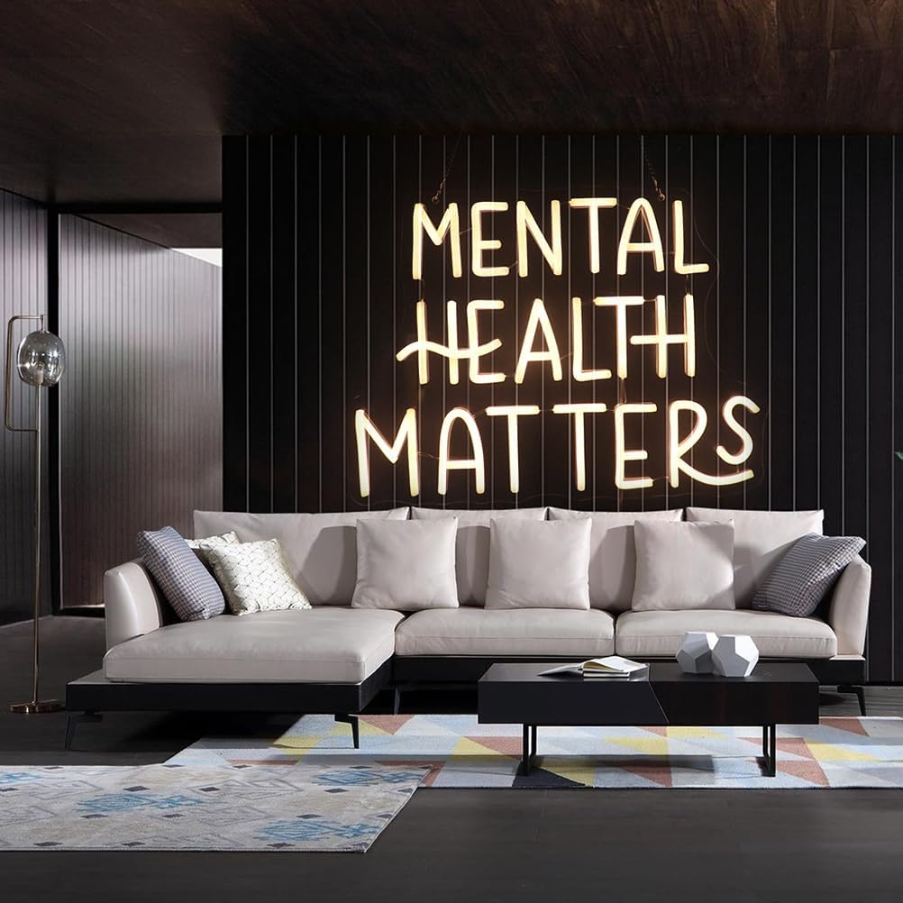 Mental Health Matters Neon Sign, USB Dimmer Light, Positive Quotes