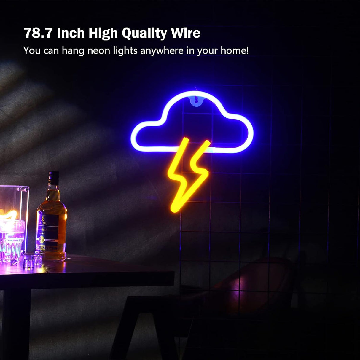 Neon Sign LED Cloud Lightning Neon Signs for Wall Decor Hanging Neon Light Battery or USB Powered