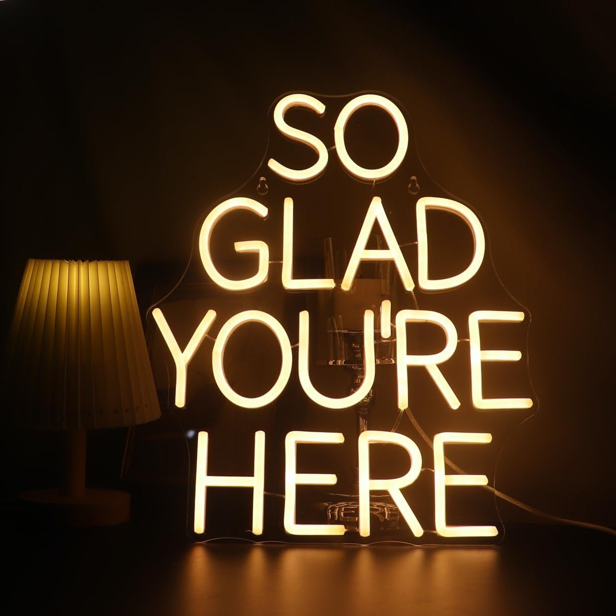 "So Glad You Are Here" Neon Sign Pink Word/Letters USB Powered Neon Lights for Bar Coffee Room